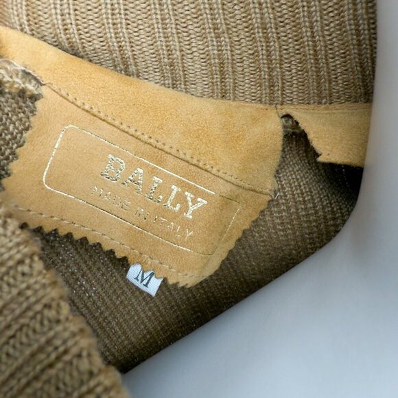 BALLY Heritage Suede Tan Knitted Lazy Luxury Western Boho Jacket Zip-up M - Picture 7 of 9